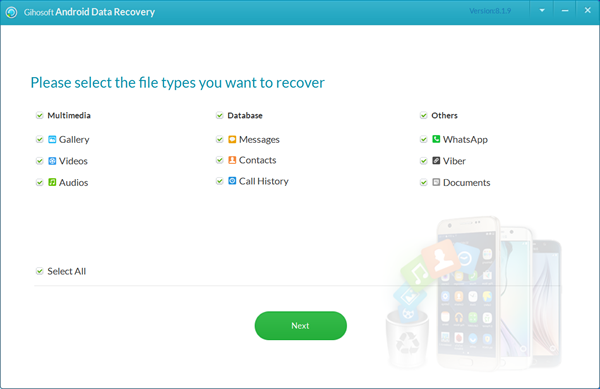 Gihosoft Android data recovery software.