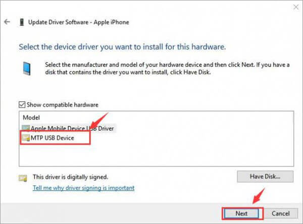 Change Active Driver in Device Manager.